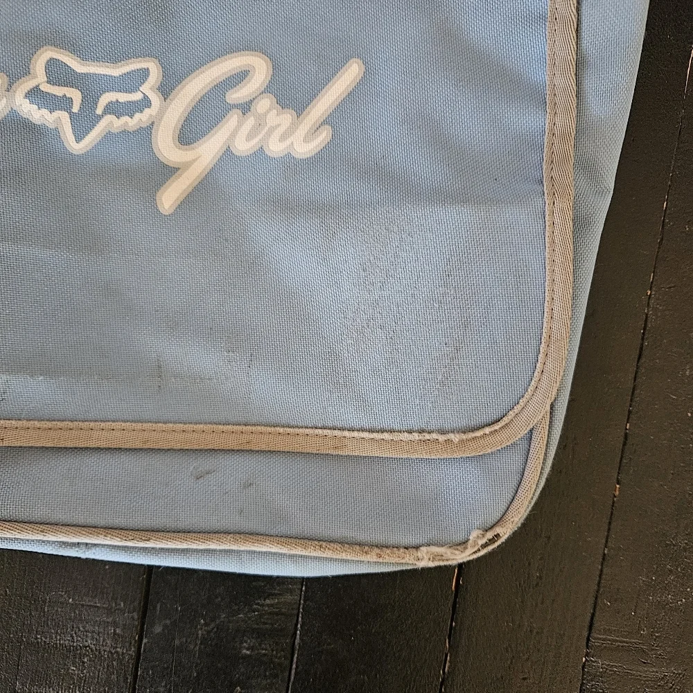 Fox Racing Riders Vintage Blue Grey Girl Messenger Bag Laptop Shoulder Y2K 90s
